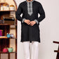 BLACK CHAIN SILK MANDARIN NECK EMBROIDERED KURTA