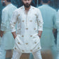 STYLISH WHITE EMBROIDERY WORK DESIGNER KURTA FOR MEN'S