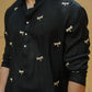 BLACK DRAGONFLY EMBROIDERY WORKED WEDDING KURTA