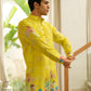 CITRUS SPLASH YELLOW CAMELLIA FLOWER KURTA