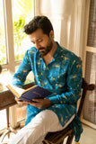 BLUE CERULEAN PETAL KURTA