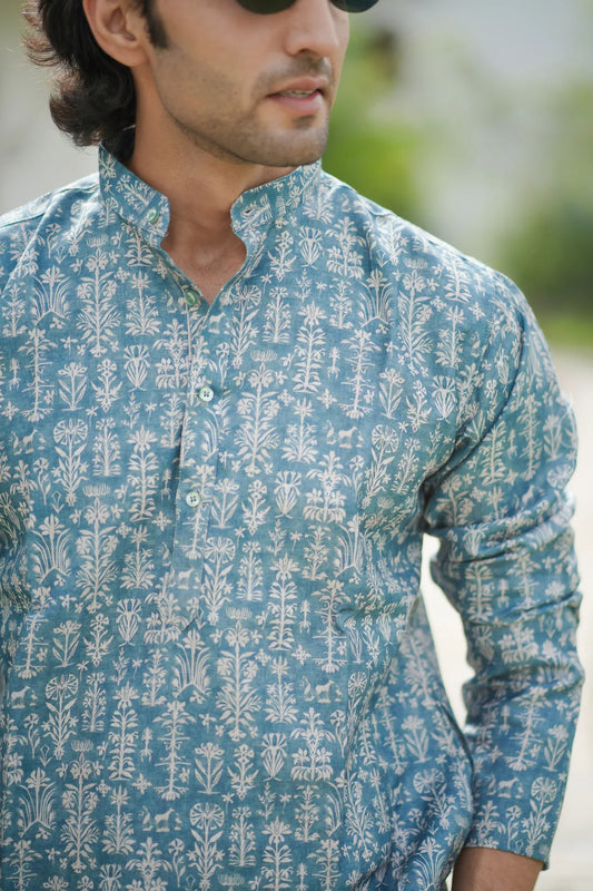 IKAT PRINT KURTA BLUE