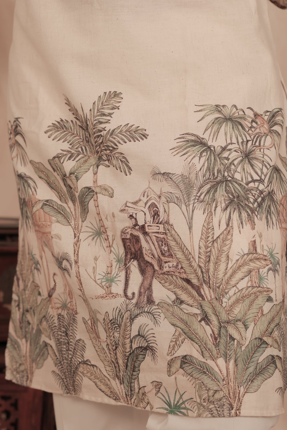 KING MEN PRINTED KHADI COTTON STRAIGHT KURTA