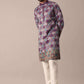 FESTIVE PURPLE SILK DAMAN PRINT MEN KURTA SET