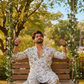 WHITE NARGIS PRINT BOMBER KING KURTA