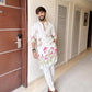 WHITE COW WITH LOTUS PRINTED KURTA SET