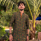 OLIVE GREEN PRINTED KURTA PAJAMA SET
