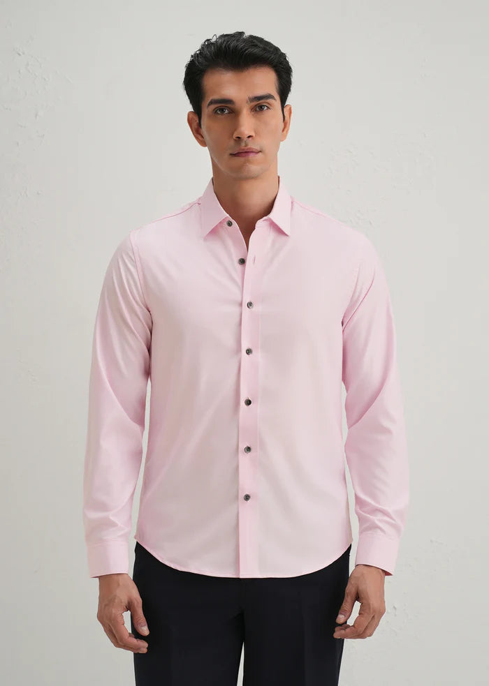 PINK STITCHLESS PLACKET PREMIUM WRINKLE-FREE SHIRT