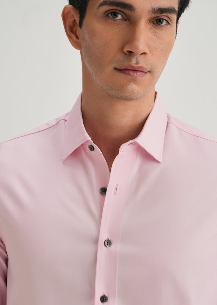 PINK STITCHLESS PLACKET PREMIUM WRINKLE-FREE SHIRT