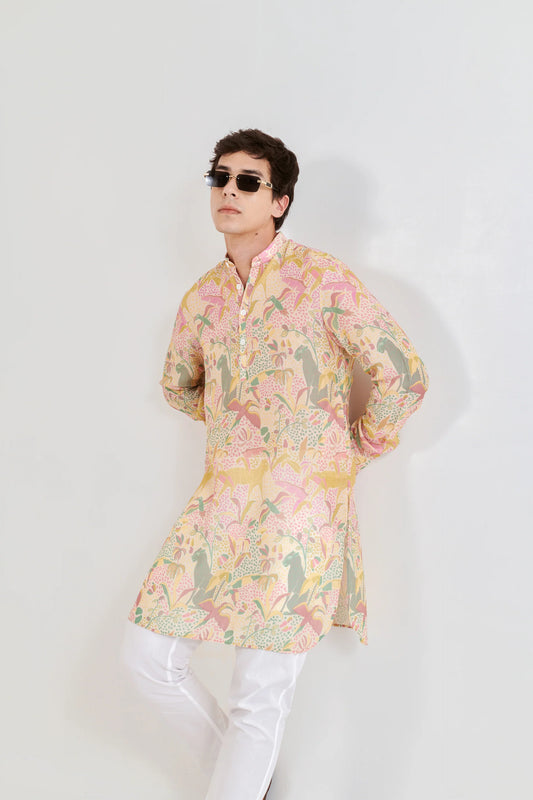 SHAYE CREAM FLORAL KING KURTA