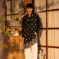 Black Cotton Blend Gold Patran Work KURTA