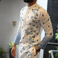 BLUE OMBRE PRINTED AND MIRROR WORK KURTA SET