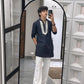 Blue v neck embroidery thred kurta with pajama