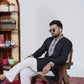 BLACK CHAIN SILK MANDARIN NECK EMBROIDERED KURTA